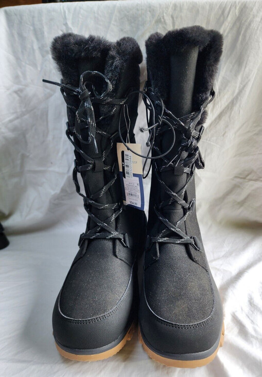 New Women Carla Tall Winter Boots Universal Thread Jet Black Water Proof Size 6 - Picture 7 of 8